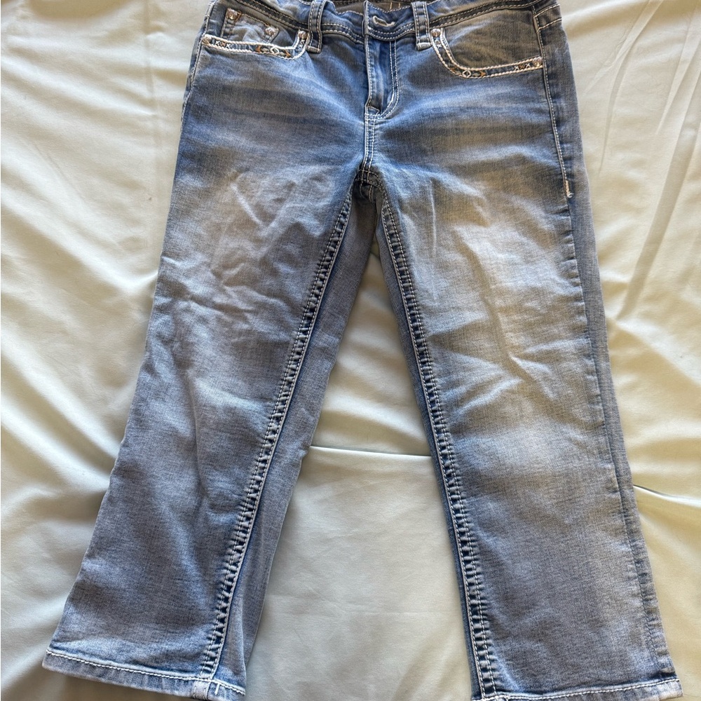 Grace in LA Faded Blue Ankle Jeans